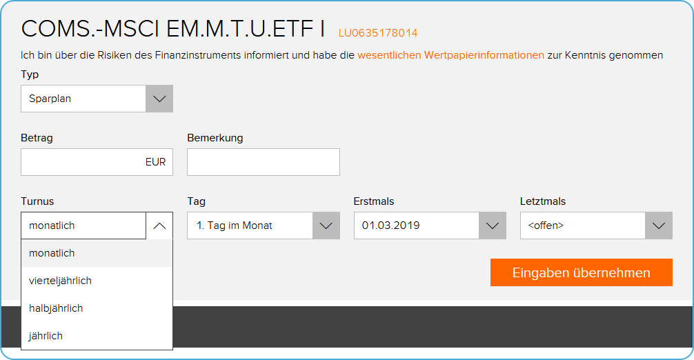 flatex ETF Sparplan Einstellungen